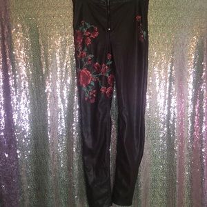 Faux leather burgundy pants